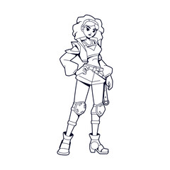 Vector Girl Character Cartoon Cyberpunk Illustration Isolate