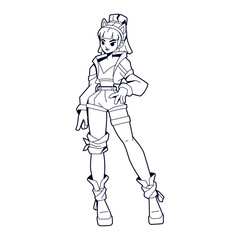 Vector Girl Character Headband Ear Cartoon Cyberpunk Illustration Isolated