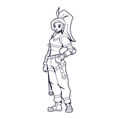 Vector Girl Character Cartoon Cyberpunk Illustration Isolated