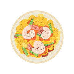 Vector Pad Thai Noddles Traditional Thai Food Cartoon Illustration Isolated