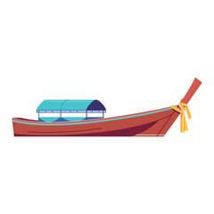 Vector Long Tail Boat Cartoon Illustration Isolated