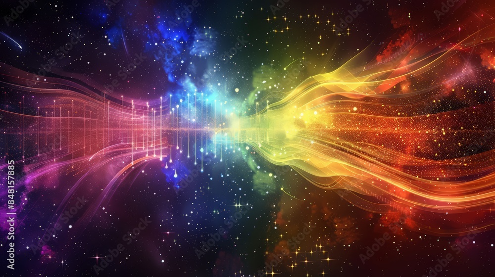 Poster a visualization of the electromagnetic spectrum shows the range of wavelengths from radio waves to g