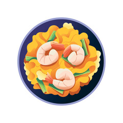 Vector Pad Thai Noddles Traditional Thai Food Cartoon Illustration Isolated