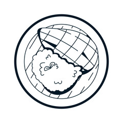 Vector Mango Sticky Rice Traditional Thai Food Cartoon Illustration Isolated