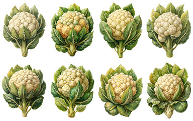 Cauliflower vintage illustration, isolate transparent background PNG file