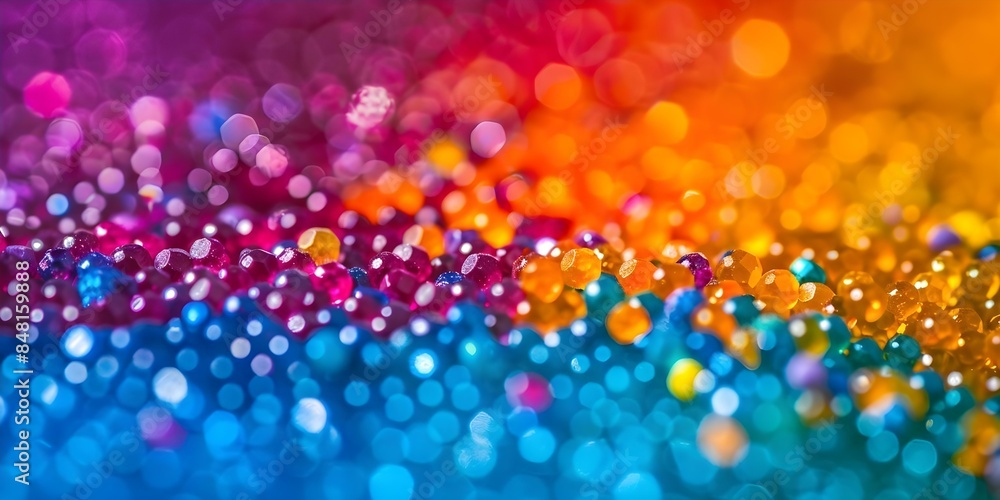 Poster close-up of colorful pellets in a lab setting, highlighting distinct colors. concept close-up photog
