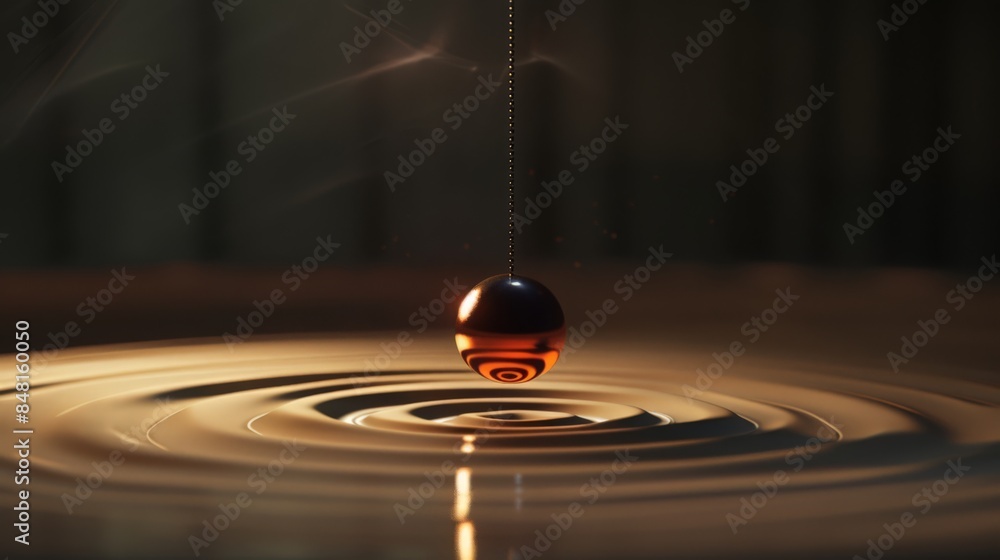 Poster an animation demonstrates the oscillations of a pendulum, illustrating simple harmonic motion.