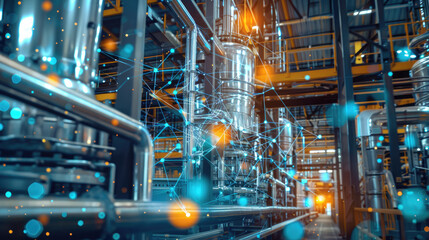 Fototapeta premium Modern Industrial Factory Utilizing Cutting-Edge Telecommunication Technologies
