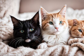 The Cats That Are Laying On A Blanket Together, Cute Cats, Two Cats, Cute Kittens, Kittens, Cute And Cuddly, Cute And Friendly Eyes, Has Two Adorable Blue Eyes, Cute Cat Photo, Piercing Eyes, Stunning
