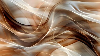 Fluid abstract art with translucent brown and white lines