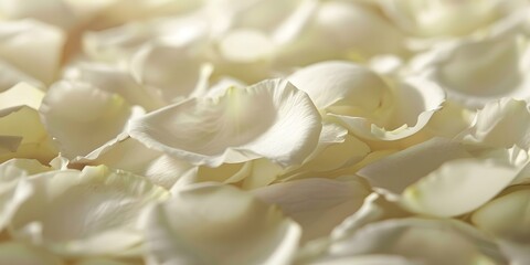 Enhancing Romantic Ambiance with Authenticity Delicate White Rose Petals. Concept Romantic Ambiance, Authenticity, White Rose Petals, Enhancing Atmosphere, Delicate Décor