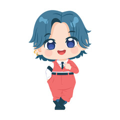 Vector Cute Character Boy Idol Kpop Cartoon Illustration Isolated