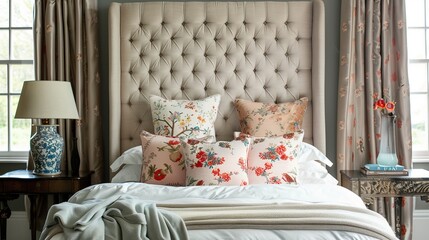 An upholstered headboard adds a touch of elegance and comfort, perfect for sitting up and reading in bed.