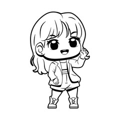 Vector Cute Character Girl Idol Kpop Cartoon Illustration Isolated