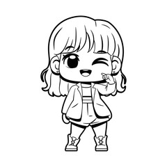 Vector Cute Character Girl Idol Kpop Cartoon Illustration Isolated