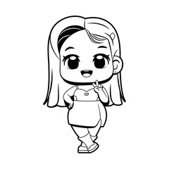 Vector Cute Girl Character Cartoon Illustration Isolated