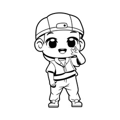 Vector Cute Boy Character Cartoon Illustration Isolated