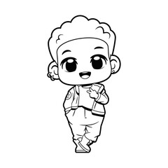 Vector Cute Boy Character Cartoon Illustration Isolated