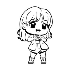 Vector Cute Character Girl Idol Kpop Cartoon Illustration Isolated