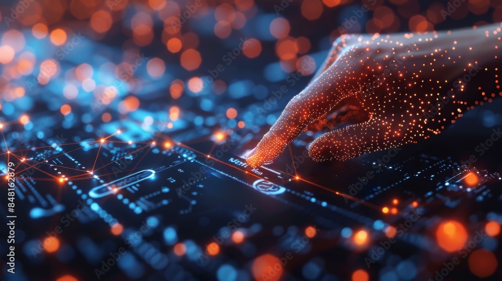 Poster next-gen market insights create an image of a businessman engaging with a futuristic interface, his 