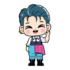 Vector Cute Character Boy Idol Kpop Cartoon Illustration Isolated