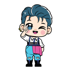Vector Cute Character Boy Idol Kpop Cartoon Illustration Isolated