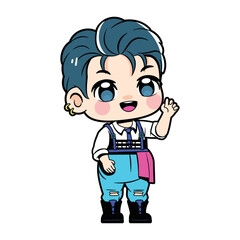 Vector Cute Character Boy Idol Kpop Cartoon Illustration Isolated