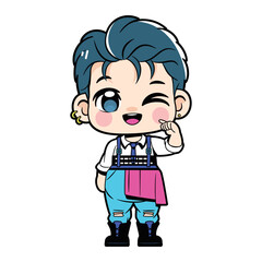 Vector Cute Character Boy Idol Kpop Cartoon Illustration Isolated