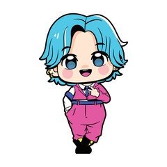 Vector Cute Character Boy Idol Kpop Cartoon Illustration Isolated