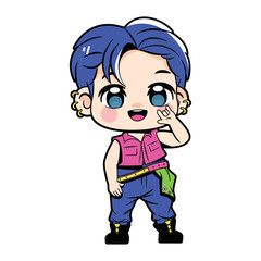 Vector Cute Character Boy Idol Kpop Cartoon Illustration Isolated