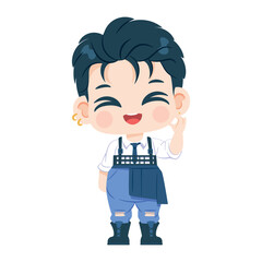 Vector Cute Character Boy Idol Kpop Cartoon Illustration Isolated