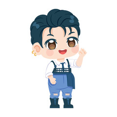 Vector Cute Character Boy Idol Kpop Cartoon Illustration Isolated