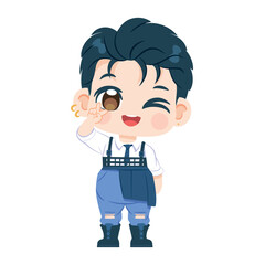 Vector Cute Character Boy Idol Kpop Cartoon Illustration Isolated
