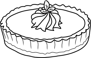 Lemon tart outline. Hand drawn.