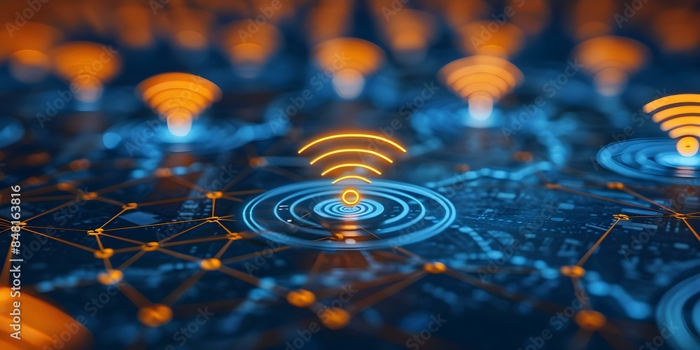 Aufkleber navigating the intricate web of wireless connections addressing potential antitrust concerns. concep