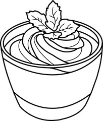 Chocolate mousse outline hand drawn.