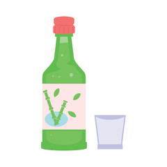 Vector Korean Traditional Soju Drink Cartoon Illustration Isolated
