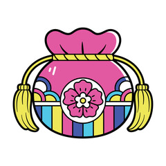 Vector Korean Traditional Lucky Bang Cartoon Illustration Isolated