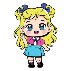 Vector Cute Kpop Girl Idol Cartoon Character Illustration Isolated