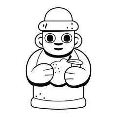 Vector Cute Dol Hareubang Stone Jeju Cartoon Illustration Isolated