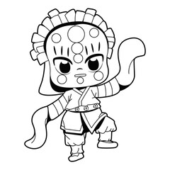 Vector Cute Boy Korean Traditional Martial Taekwondo Cartoon Illustration Isolated