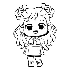 Vector Cute Kpop Girl Idol Cartoon Character Illustration Isolated