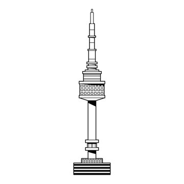 Vector N Seoul Tower Korea Cartoon Illustration Isolated