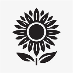 sunflower silhouette vector illustration, white color background