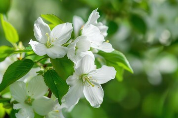 Fototapeta premium natural splendor delicate white flower blossoms adorning lush green bush serene garden setting