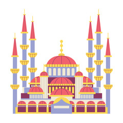 Vector Blue Mosque Istanbul Cartoon Illustration Isolated