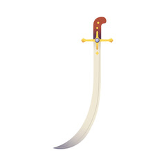 Vector Traditional Turkish Sword Cartoon Illustration Isolated