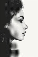Minimalist Dots and Lines Female Silhouette Art