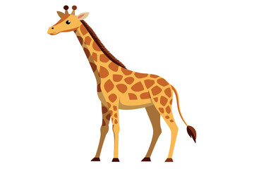 Fototapeta premium A cartoon style giraffe standing on the savannah. This image is interesting because it represents the tranquil natural environment usually associated with African wildlife.