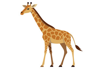 Fototapeta premium A cartoon style giraffe standing on the savannah. This image is interesting because it represents the tranquil natural environment usually associated with African wildlife.